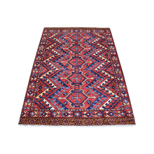 Load image into Gallery viewer, 4&#39;1&quot;x6&#39; Brick Red Afghan Ersari with Geometric Repetitive Triangle Design, Natural Dyes, Hand Knotted Pure Wool Oriental Rug FWR425502