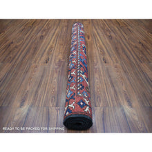 Load image into Gallery viewer, 4&#39;1&quot;x6&#39; Brick Red Afghan Ersari with Geometric Repetitive Triangle Design, Natural Dyes, Hand Knotted Pure Wool Oriental Rug FWR425502