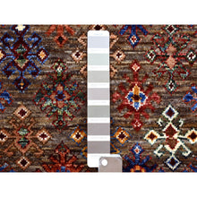 Load image into Gallery viewer, 2&#39;8&quot;x9&#39; Gray, Natural Dyes Extra Soft Wool Hand Knotted, Afghan Super Kazak, Khorjin Design with Colorful Tassels, Runner Oriental Rug FWR425700