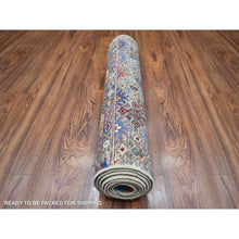 Load image into Gallery viewer, 2&#39;8&quot;x9&#39; Gray, Natural Dyes Extra Soft Wool Hand Knotted, Afghan Super Kazak, Khorjin Design with Colorful Tassels, Runner Oriental Rug FWR425700