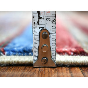 2'8"x9' Gray, Natural Dyes Extra Soft Wool Hand Knotted, Afghan Super Kazak, Khorjin Design with Colorful Tassels, Runner Oriental Rug FWR425700