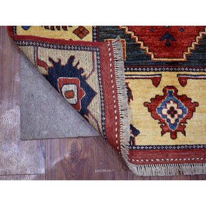 3'5"x4'8" Rich Red Afghan Ersari with Geometric Medallion Design, Natural Dyes, Hand Knotted Pure Wool Oriental Rug FWR425904