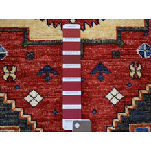 Load image into Gallery viewer, 3&#39;5&quot;x4&#39;8&quot; Rich Red Afghan Ersari with Geometric Medallion Design, Natural Dyes, Hand Knotted Pure Wool Oriental Rug FWR425904