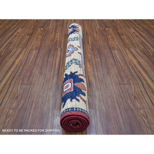 3'5"x4'8" Rich Red Afghan Ersari with Geometric Medallion Design, Natural Dyes, Hand Knotted Pure Wool Oriental Rug FWR425904