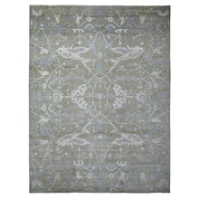 Load image into Gallery viewer, 12&#39;1&quot;x15&#39;5&quot; Gray, Afghan Angora Oushak with Motifs Supple Wool, Natural Dyes Hand Knotted, Oversized Oriental Rug FWR425994
