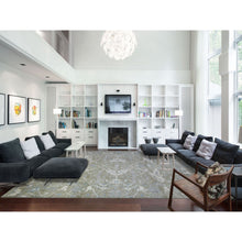 Load image into Gallery viewer, 12&#39;1&quot;x15&#39;5&quot; Gray, Afghan Angora Oushak with Motifs Supple Wool, Natural Dyes Hand Knotted, Oversized Oriental Rug FWR425994