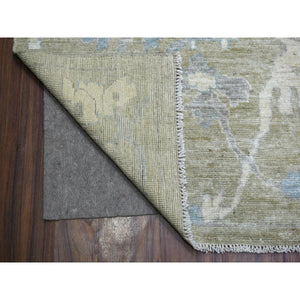 12'1"x15'5" Gray, Afghan Angora Oushak with Motifs Supple Wool, Natural Dyes Hand Knotted, Oversized Oriental Rug FWR425994