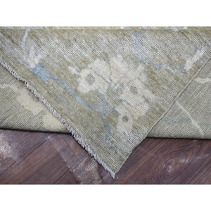 12'1"x15'5" Gray, Afghan Angora Oushak with Motifs Supple Wool, Natural Dyes Hand Knotted, Oversized Oriental Rug FWR425994