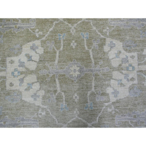 12'1"x15'5" Gray, Afghan Angora Oushak with Motifs Supple Wool, Natural Dyes Hand Knotted, Oversized Oriental Rug FWR425994