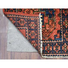 Load image into Gallery viewer, 2&#39;x2&#39;10&quot; Coral Red, Turkeman Ersari with Elephant Feet Design, Natural Dyes, Hand Knotted, Pure Wool Oriental Rug FWR426114