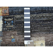 Load image into Gallery viewer, 3&#39;1&quot;x5&#39; Mix of Black, Yellow and Blue, Afghan Kashkuli Gabbeh with Pictorial Design Hand Knotted, Natural Wool Oriental Rug FWR426186
