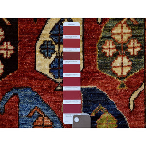 1'10"x3' Brick Red Afghan Ersari with Boteh Design, Hand Knotted, Natural Dyes, Soft and Shiny Wool Oriental Rug FWR426288