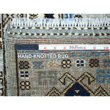 Load image into Gallery viewer, 3&#39;3&quot;x4&#39;10&quot; Gray Hand Knotted, Natural Dyes Afghan Ersari with Tribal Design Soft and Shiny Wool Oriental Rug FWR426426
