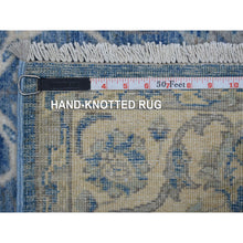 Load image into Gallery viewer, 3&#39;10&quot;x5&#39;10&quot; Denim Blue, Hand Knotted Densely Woven Fine Peshawar with Mahal Design, Pliable Wool Natural Dyes, Oriental Rug FWR426768