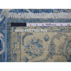 3'10"x5'10" Denim Blue, Hand Knotted Densely Woven Fine Peshawar with Mahal Design, Pliable Wool Natural Dyes, Oriental Rug FWR426768