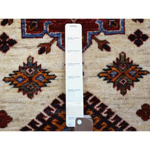 Load image into Gallery viewer, 2&#39;8&quot;x9&#39;4&quot; Ivory Natural Dyes, Afghan Super Kazak with Geometric Design, Hand Knotted Pure Wool Oriental Rug FWR427302