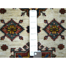 Load image into Gallery viewer, 2&#39;9&quot;x12&#39;7&quot; Ivory Afghan Super Kazak with Geometric Medallion Design Hand Knotted, Pure Wool Runner Oriental Rug FWR427314