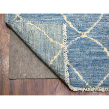 Load image into Gallery viewer, 2&#39;6&quot;x11&#39;2&quot; Denim Blue, Hand Knotted, Natural Dyes, Moroccan Berber with Criss Cross Pattern, Organic Wool, Runner Oriental Rug FWR427332