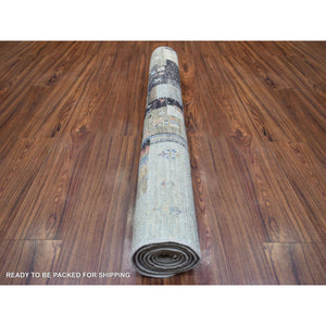 3'10"x6' Colorful, Afghan Kashkuli Gabbeh with Pictorial Design, Hand Knotted, Fine Weave, Hand Spun Wool Oriental Rug FWR427542