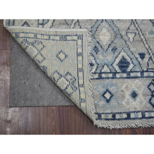 2'9"x9'4" Gray, Extra Soft Wool, Anatolian Village Inspired Geometric Design, Hand Knotted, Runner Oriental Rug FWR427692