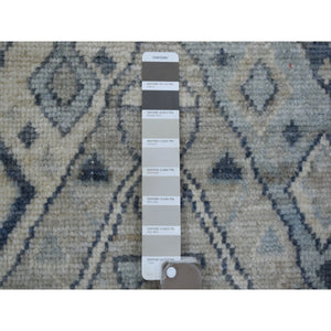2'9"x9'4" Gray, Extra Soft Wool, Anatolian Village Inspired Geometric Design, Hand Knotted, Runner Oriental Rug FWR427692