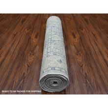 Load image into Gallery viewer, 2&#39;9&quot;x9&#39;4&quot; Gray, Extra Soft Wool, Anatolian Village Inspired Geometric Design, Hand Knotted, Runner Oriental Rug FWR427692