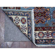 Load image into Gallery viewer, 2&#39;7&quot;x9&#39;10&quot; Light Blue, Natural Dyes Afghan Super Kazak with Geometric Medallion Design Hand Knotted Pure Wool Oriental Rug FWR427746