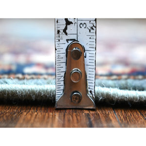 2'7"x9'10" Light Blue, Natural Dyes Afghan Super Kazak with Geometric Medallion Design Hand Knotted Pure Wool Oriental Rug FWR427746