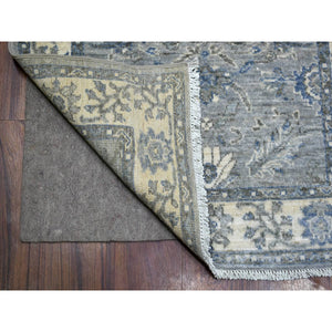 2'7"x13'1" Gray, AfghanÊWool Natural Dyes Hand Knotted, Densely Woven Fine Peshawar with Ziegler Mahal Design, Runner Oriental Rug FWR427824