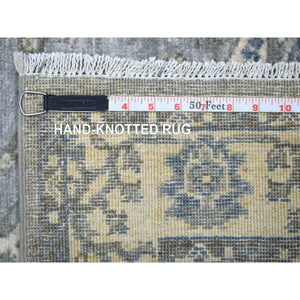 2'7"x13'1" Gray, AfghanÊWool Natural Dyes Hand Knotted, Densely Woven Fine Peshawar with Ziegler Mahal Design, Runner Oriental Rug FWR427824