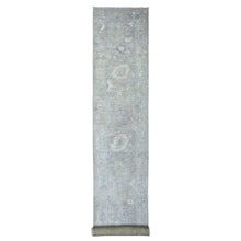 Load image into Gallery viewer, 2&#39;9&quot;x19&#39;5&quot; Gray Afghan Angora Oushak with All Over Leaf Design, Hand Knotted, Natural Wool XL Runner Oriental Rug FWR427986