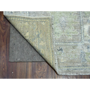 2'9"x19'5" Gray Afghan Angora Oushak with All Over Leaf Design, Hand Knotted, Natural Wool XL Runner Oriental Rug FWR427986