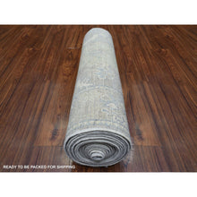 Load image into Gallery viewer, 2&#39;9&quot;x19&#39;5&quot; Gray Afghan Angora Oushak with All Over Leaf Design, Hand Knotted, Natural Wool XL Runner Oriental Rug FWR427986
