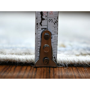 2'9"x19'5" Gray Afghan Angora Oushak with All Over Leaf Design, Hand Knotted, Natural Wool XL Runner Oriental Rug FWR427986