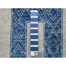 Load image into Gallery viewer, 9&#39;2&quot;x11&#39;9&quot; Denim Blue Maze Design with Berber Influence, Hand Knotted, Densely Woven, Soft and Shiny Wool Oriental Rug FWR428088