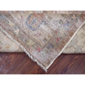 8'2"x10' Mocha Brown, Hand Knotted Angora Ushak with Cypress and Willow Tree Design, Natural Dyes Afghan Wool, Oriental Rug FWR428130