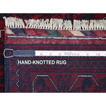 Load image into Gallery viewer, 2&#39;7&quot;x13&#39; Deep and Saturated Red, Afghan Khamyab with Geometric Medallions, Soft and Shiny Wool Hand Knotted, Runner Oriental Rug FWR428232