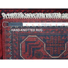 Load image into Gallery viewer, 2&#39;7&quot;x9&#39;7&quot; Deep And Saturated Red, Hand Knotted Afghan Khamyab with Geometric Design, Velvety Wool, Runner Oriental Rug FWR428238
