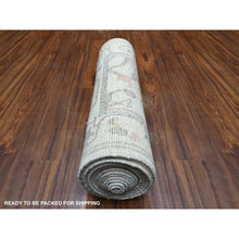 Load image into Gallery viewer, 2&#39;6&quot;x16&#39;1&quot; Silver Gray, Pure Wool Hand Knotted, Afghan Angora Ushak Natural Dyes, XL Runner Oriental Rug FWR428472