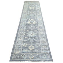 Load image into Gallery viewer, 2&#39;8&quot;x11&#39;7&quot; Gray, Hand Knotted Afghan Angora Ushak, Natural Dyes Pure Wool, Runner Oriental Rug FWR428496
