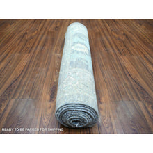 Load image into Gallery viewer, 2&#39;8&quot;x11&#39;7&quot; Gray, Hand Knotted Afghan Angora Ushak, Natural Dyes Pure Wool, Runner Oriental Rug FWR428496