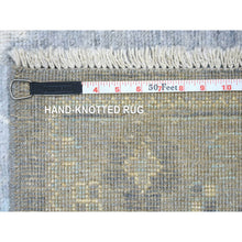 Load image into Gallery viewer, 2&#39;8&quot;x11&#39;7&quot; Gray, Hand Knotted Afghan Angora Ushak, Natural Dyes Pure Wool, Runner Oriental Rug FWR428496