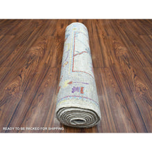 Load image into Gallery viewer, 2&#39;5&quot;x9&#39;8&quot; Silver Gray, Pure Wool Hand Knotted, Afghan Angora Ushak Natural Dyes, Runner Oriental Rug FWR428544