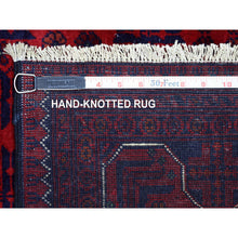 Load image into Gallery viewer, 5&#39;5&quot;x7&#39;8&quot; Deep and Saturated Red, Afghan Khamyab with Geometric Design, Soft and Shiny Wool Hand Knotted, Oriental Rug FWR428700