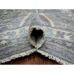 12'x15'2" Charcoal Gray, Hand Knotted Afghan Angora Oushak, Natural Dyes Soft and Supple Wool, Oversized Oriental Rug FWR428874
