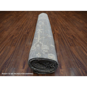 12'x15'2" Charcoal Gray, Hand Knotted Afghan Angora Oushak, Natural Dyes Soft and Supple Wool, Oversized Oriental Rug FWR428874