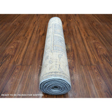 Load image into Gallery viewer, 2&#39;9&quot;x9&#39;7&quot; Gray, Angora Ushak with Cypress and Willow Tree Design Natural Dyes, Afghan Wool Hand Knotted, Runner Oriental Rug FWR428970