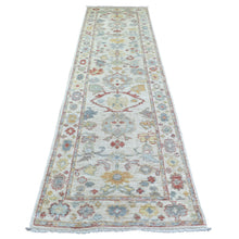 Load image into Gallery viewer, 3&#39;x11&#39;8&quot; Ivory, Hand Knotted Afghan Angora Oushak, Natural Dyes Soft Wool, Runner Oriental Rug FWR429048