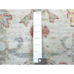 3'x11'8" Ivory, Hand Knotted Afghan Angora Oushak, Natural Dyes Soft Wool, Runner Oriental Rug FWR429048