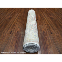Load image into Gallery viewer, 3&#39;x11&#39;8&quot; Ivory, Hand Knotted Afghan Angora Oushak, Natural Dyes Soft Wool, Runner Oriental Rug FWR429048